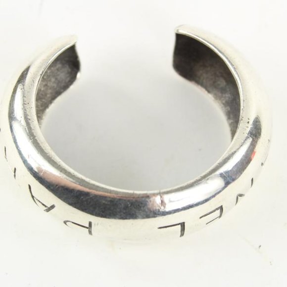 Chanel 96p Paris Silver Tone Bangle Bracelet Cuff - Picture 10 of 12